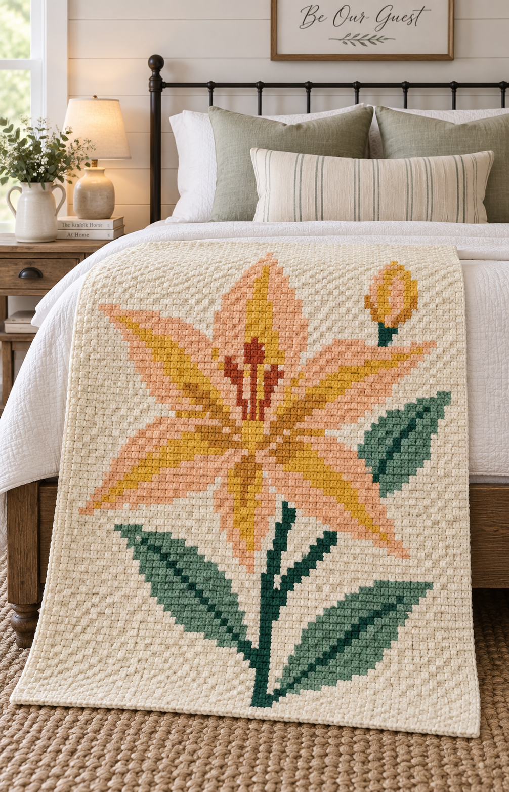 Orange Lily C2C Crochet Blanket Pattern PDF-Digital Download