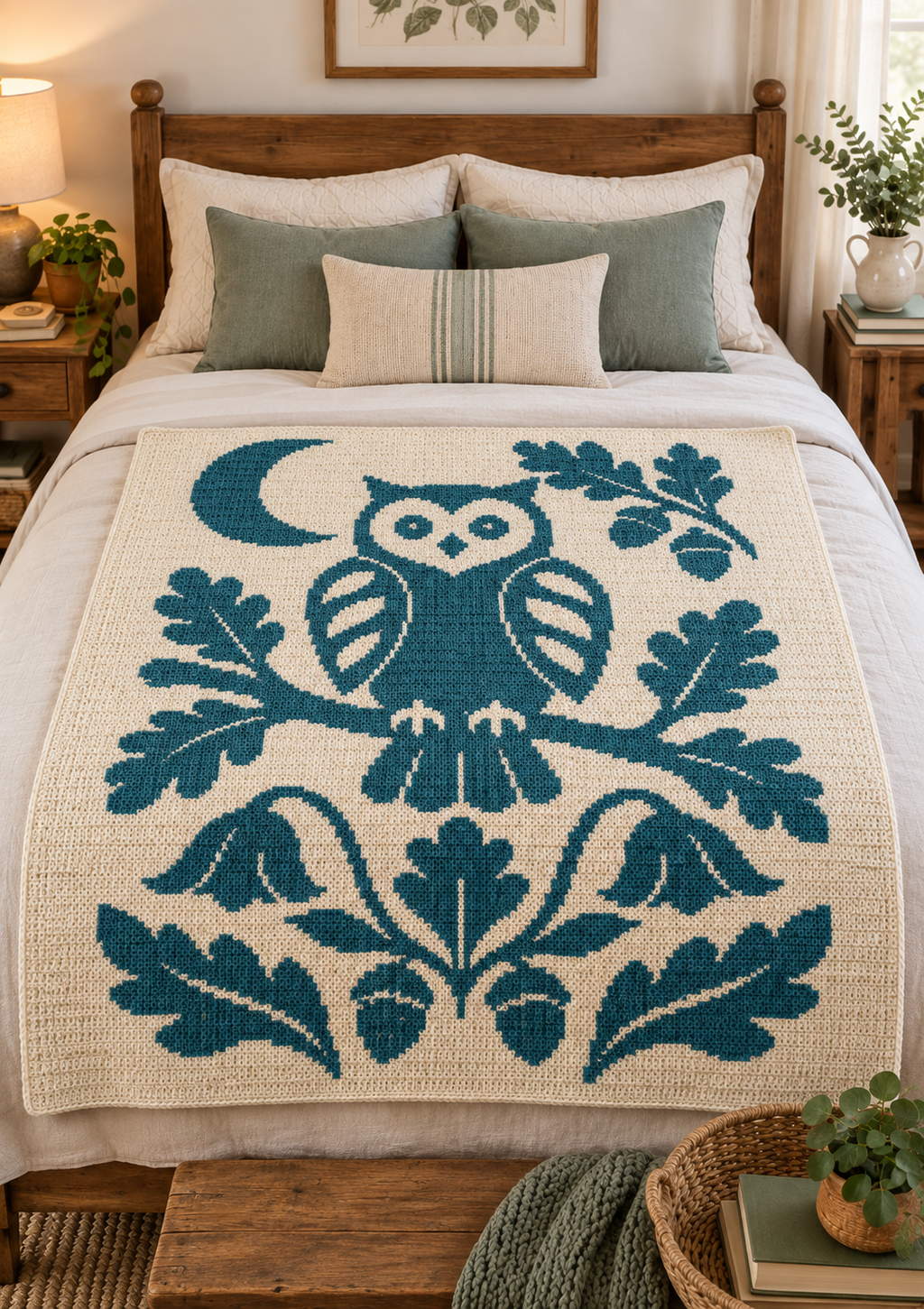 Product Title Owl Oak Acorns C2C Crochet Mosaic Pattern-Digital Download