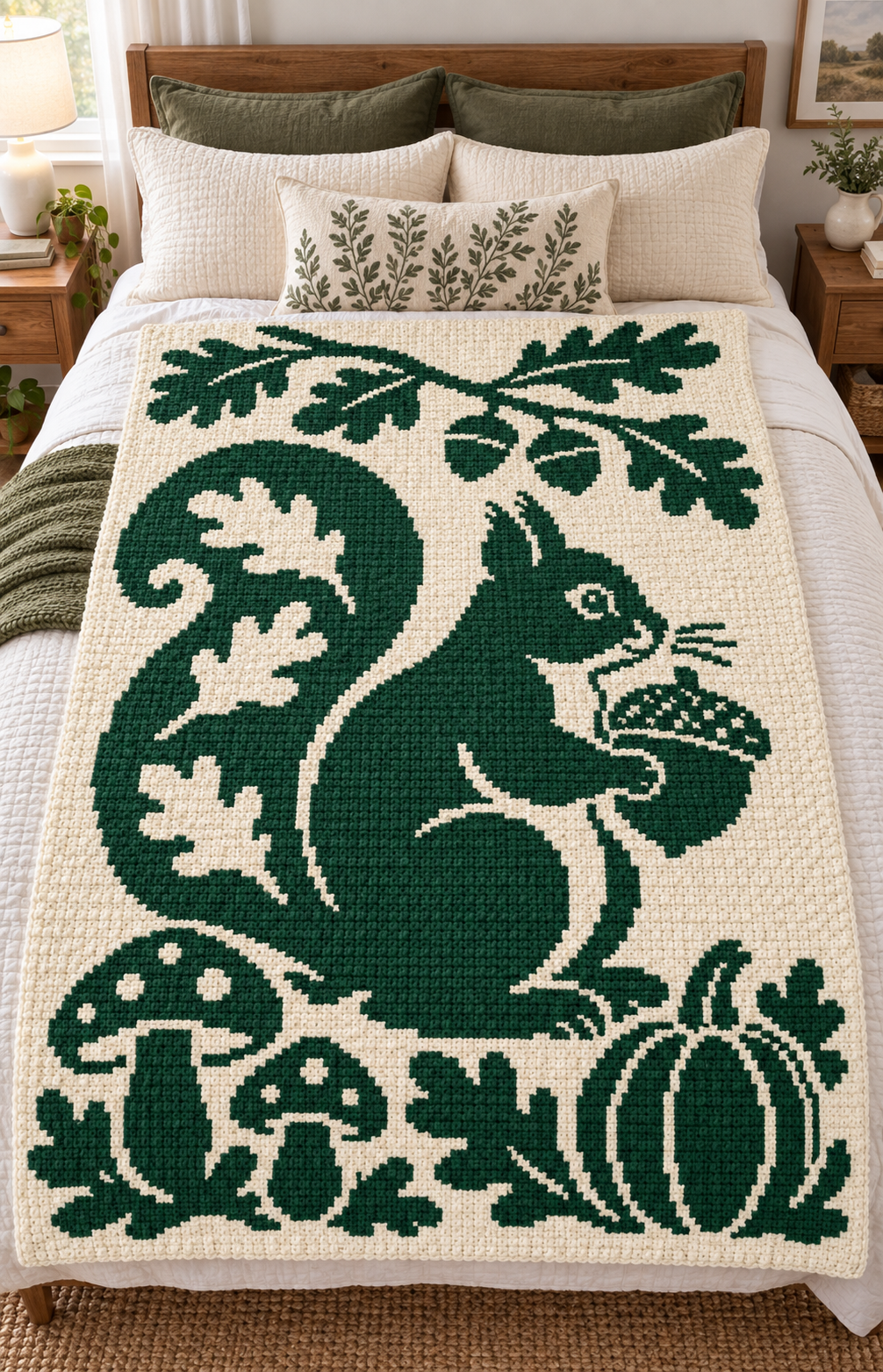 Squirrel Acorn C2C Crochet Mosaic Pattern-Digital Download