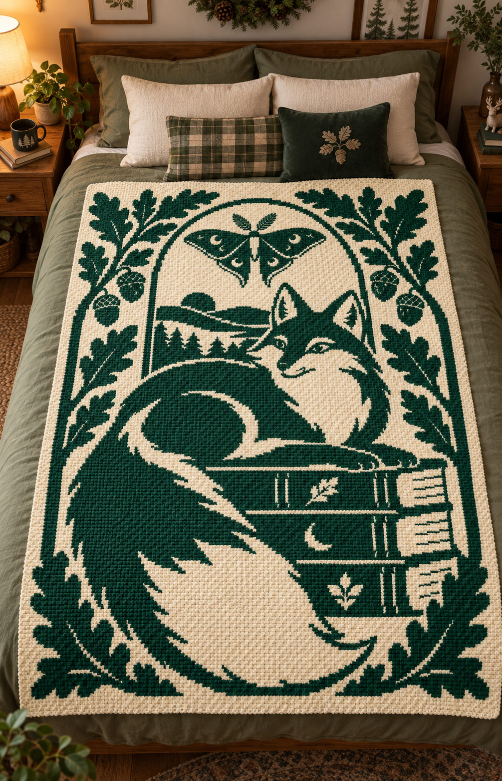Fox Books Moth Oak C2C Crochet Mosaic Pattern-Digital Download