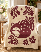 Sleeping Fox Autumn C2C Crochet Mosaic Pattern-Digital Download