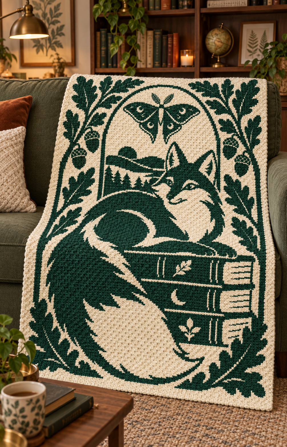 Fox Books Moth Oak C2C Crochet Mosaic Pattern-Digital Download