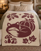 Sleeping Fox Autumn C2C Crochet Mosaic Pattern-Digital Download