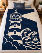 Ghost Lighthouse Reading C2C Crochet Mosaic Pattern-Digital Download