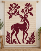 Flowering Antler Deer C2C Crochet Mosaic Pattern-Digital Download