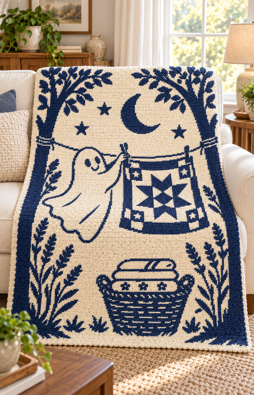 Ghost Quilt C2C Crochet Mosaic Pattern-Digital Download