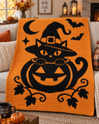 Pumpkin Witch Cat C2C Crochet Pattern-Digital Download