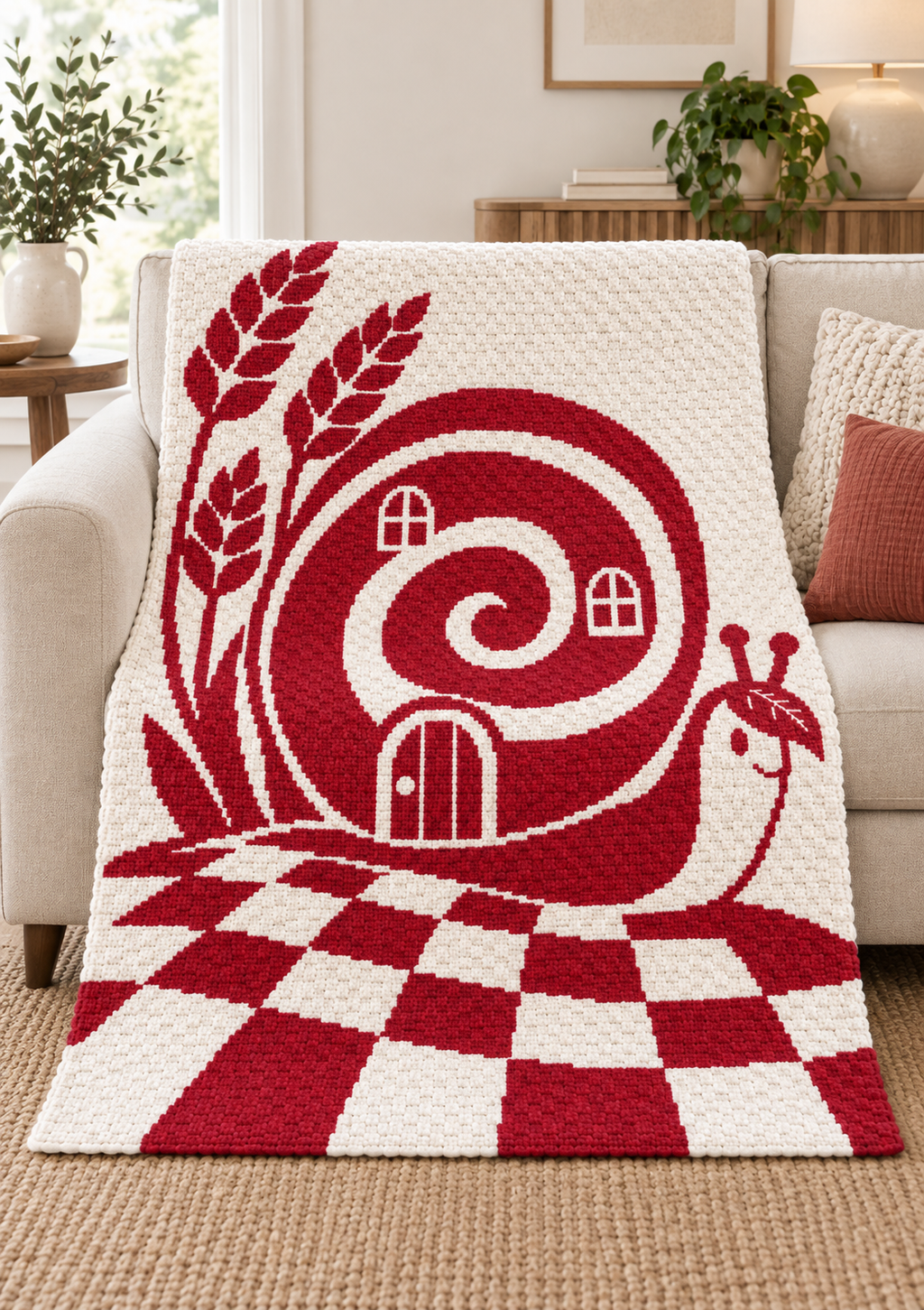 Snail House Garden C2C Crochet Mosaic Pattern-Digital Download