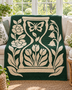 Butterfly Garden Hourglass C2C Crochet Mosaic Pattern-Digital Download