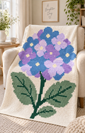 Blue Purple Hydrangea C2C Blanket Pattern PDF-Digital Download