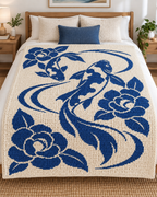 Koi and Roses C2C Crochet Mosaic Pattern-Digital Download