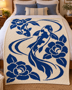 Koi and Roses C2C Crochet Mosaic Pattern-Digital Download