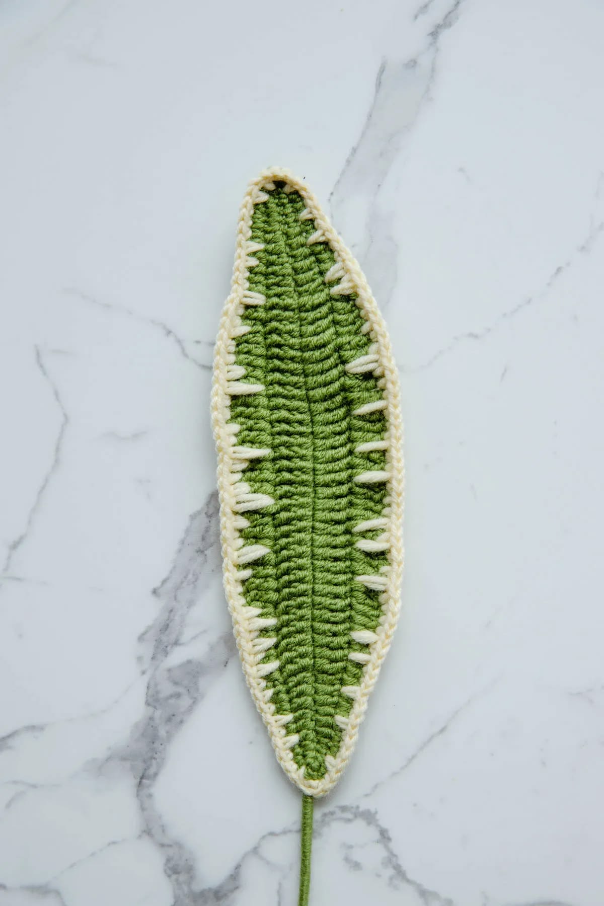 crochet big leaf made with soft natural wool yarn