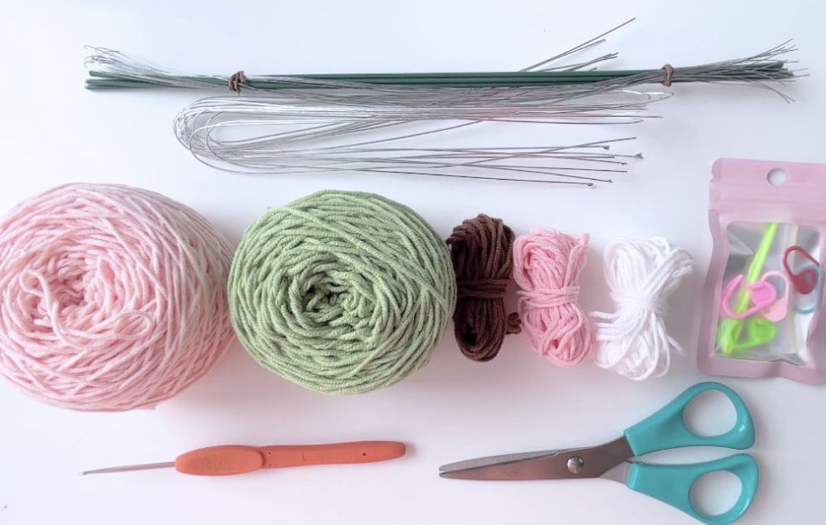 crochet cappuccino rose pattern wool yarn flower