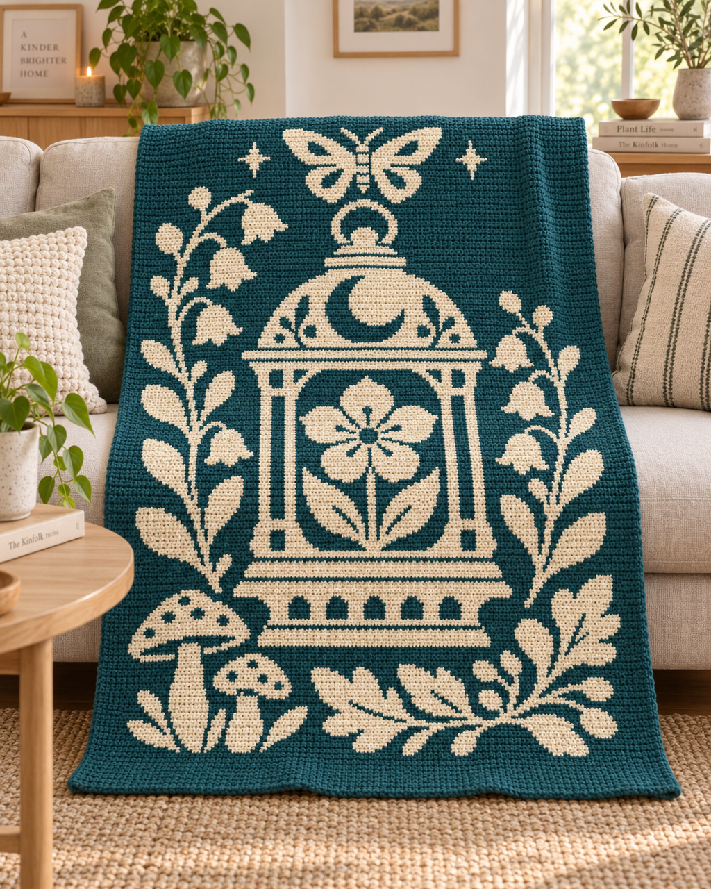 Moon Flower Lantern C2C Crochet Mosaic Pattern-Digital Download