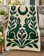 Twin Rabbits Moon C2C Crochet Mosaic Pattern-Digital Download
