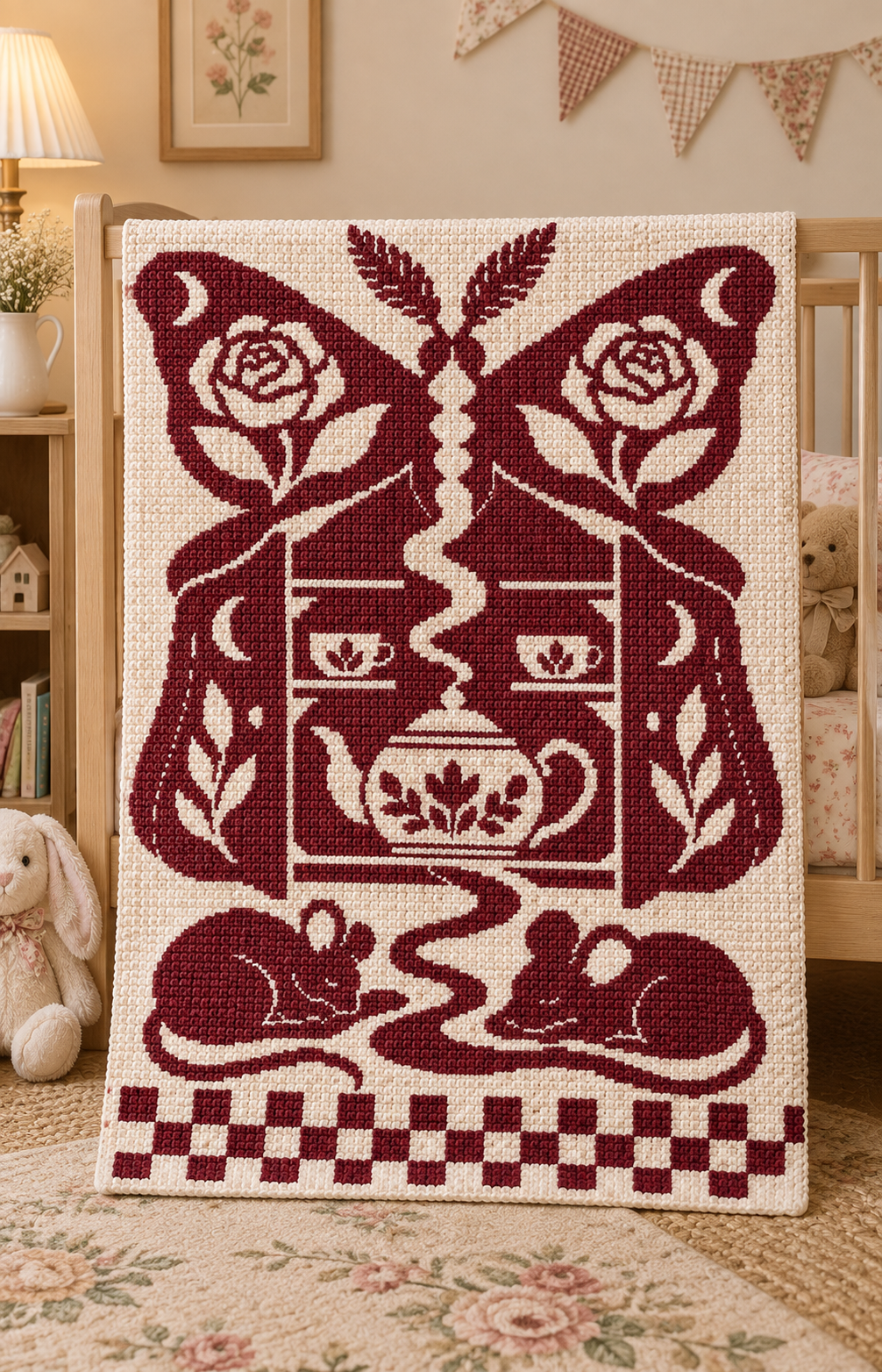 Butterfly Cabinet Mice C2C Crochet Mosaic Pattern-Digital Download