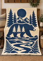 Bear Moon Mountains C2C Crochet Mosaic Pattern-Digital Download