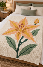 Orange Lily C2C Crochet Blanket Pattern PDF-Digital Download