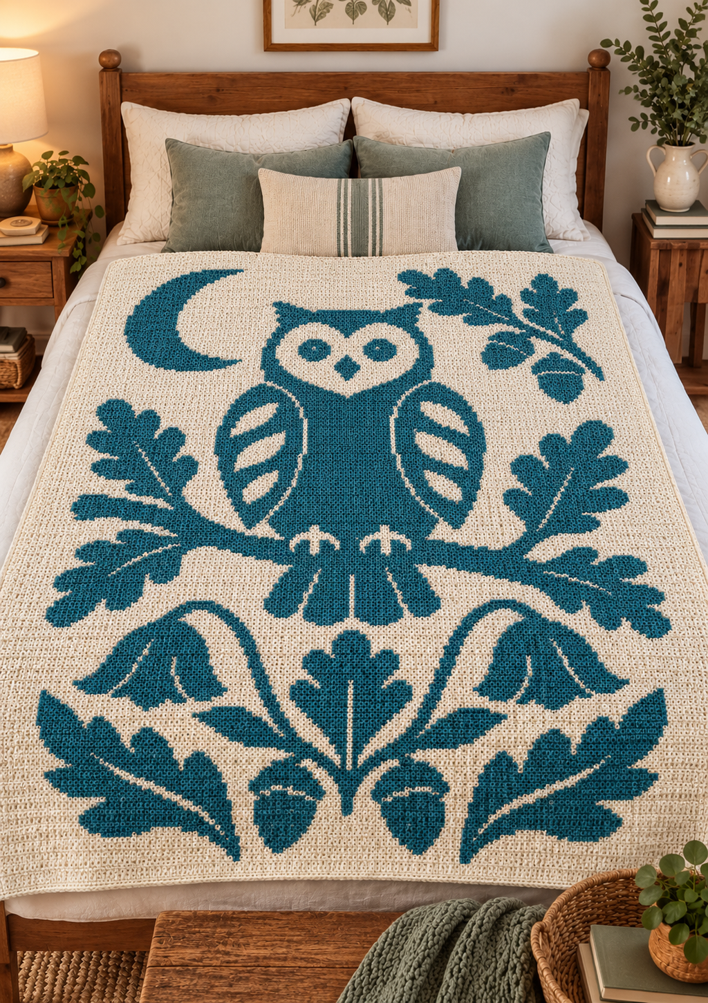 Product Title Owl Oak Acorns C2C Crochet Mosaic Pattern-Digital Download