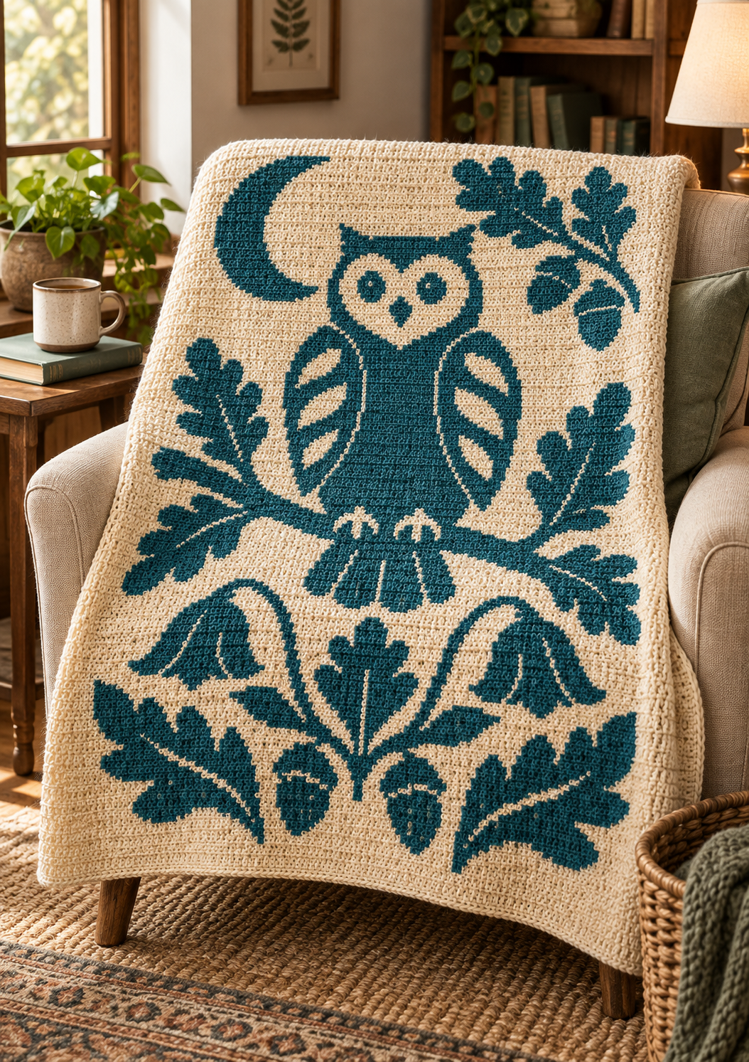 Product Title Owl Oak Acorns C2C Crochet Mosaic Pattern-Digital Download