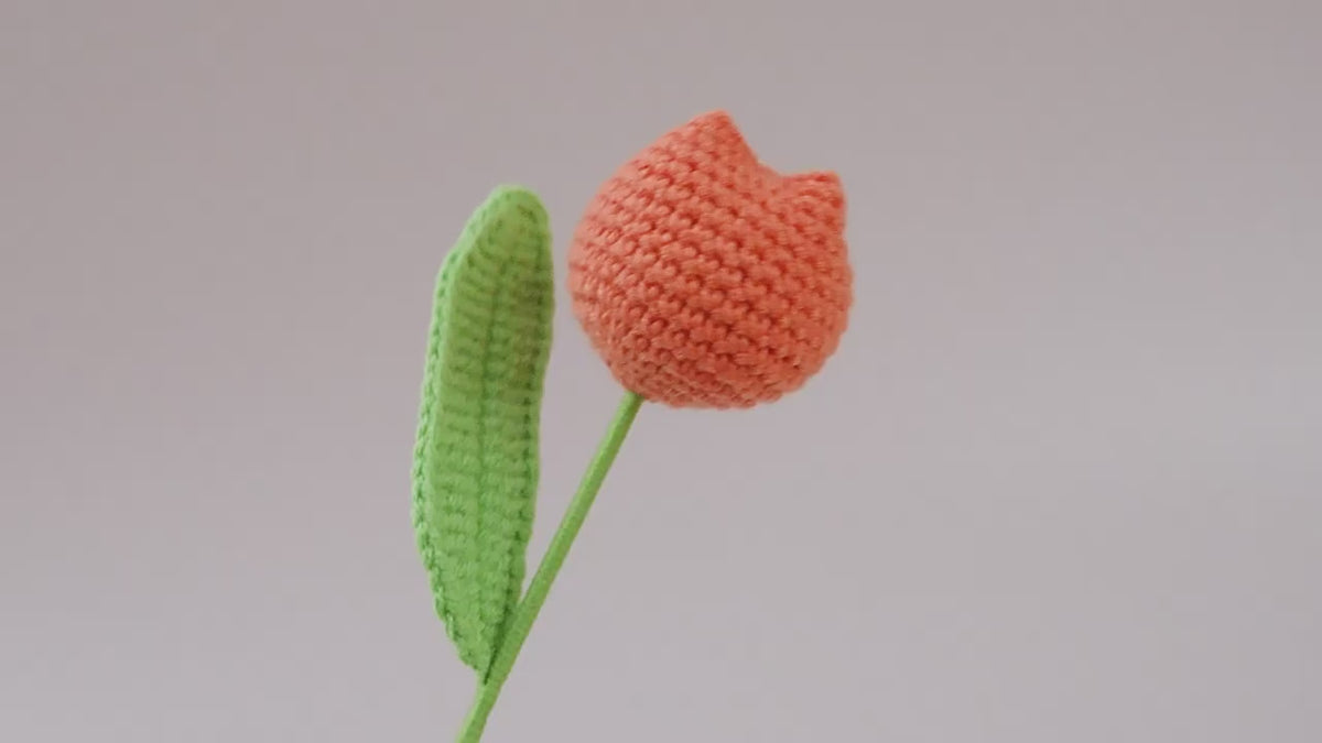 10 Stems Handmade Crochet Tulips for Vase Decor & Gifts