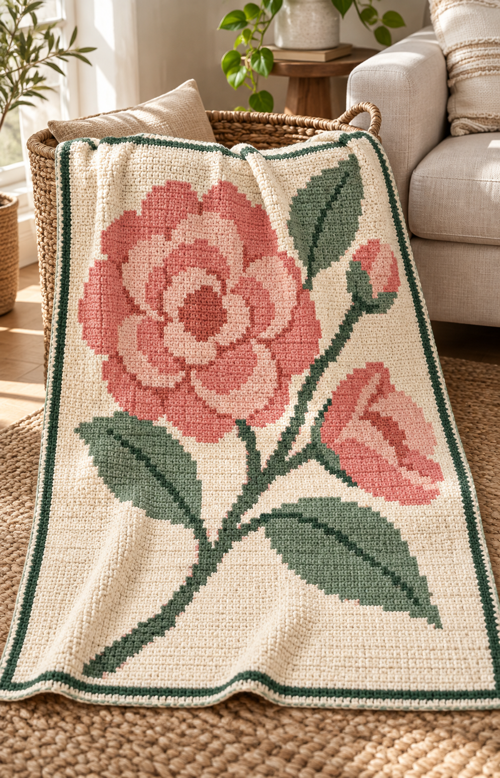 Purple Bellflowers C2C Blanket Pattern PDF-Digital Download