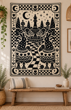 Moon Chess Rabbit Garden C2C Crochet Mosaic Pattern-Digital Download