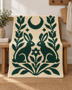 Twin Rabbits Moon C2C Crochet Mosaic Pattern-Digital Download