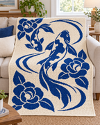 Koi and Roses C2C Crochet Mosaic Pattern-Digital Download