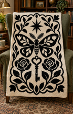 Moth Rose Heart Key C2C Crochet Mosaic Pattern-Digital Download
