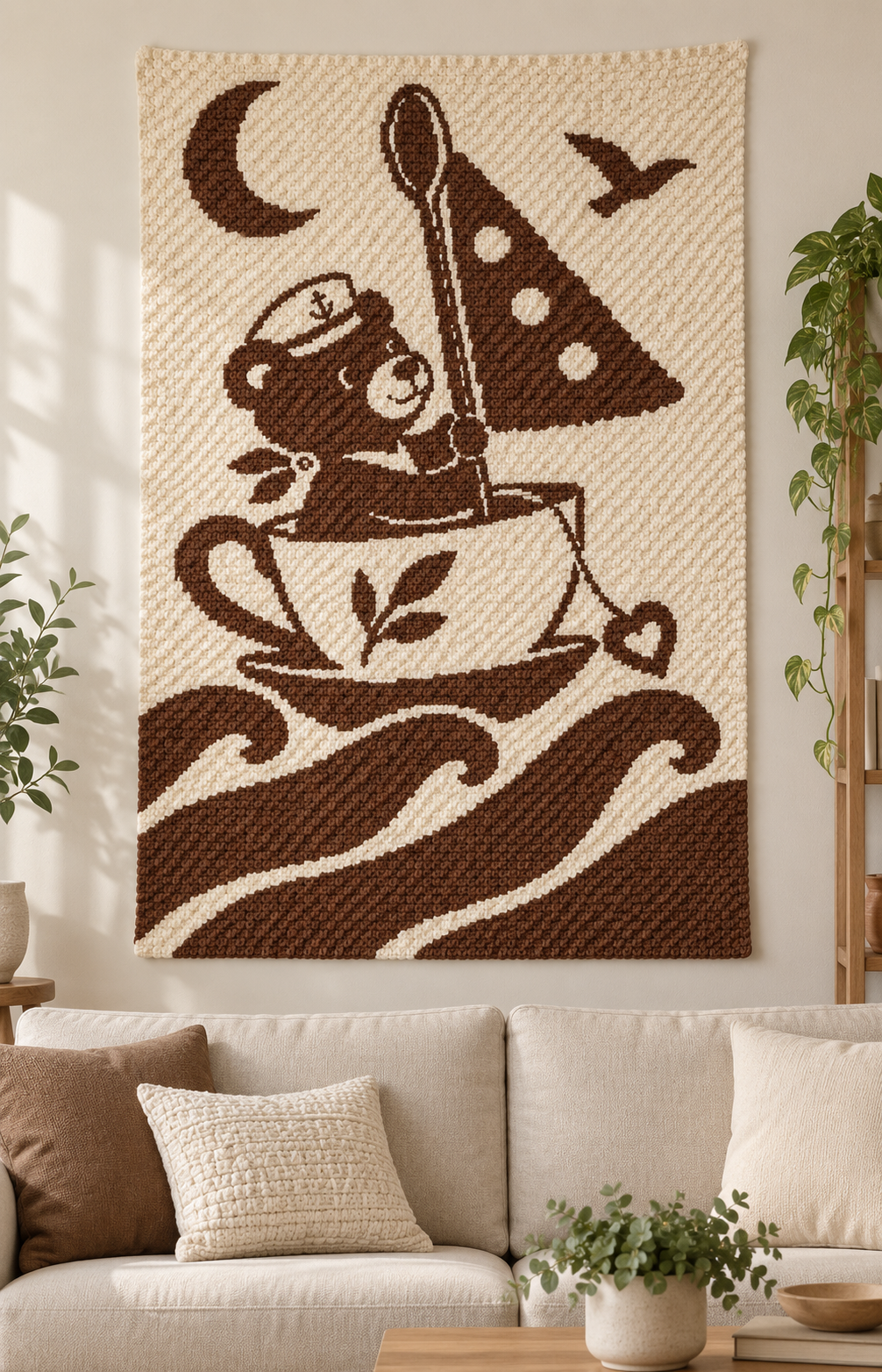 Sailor Bear Teacup C2C Crochet Mosaic Pattern-Digital Download