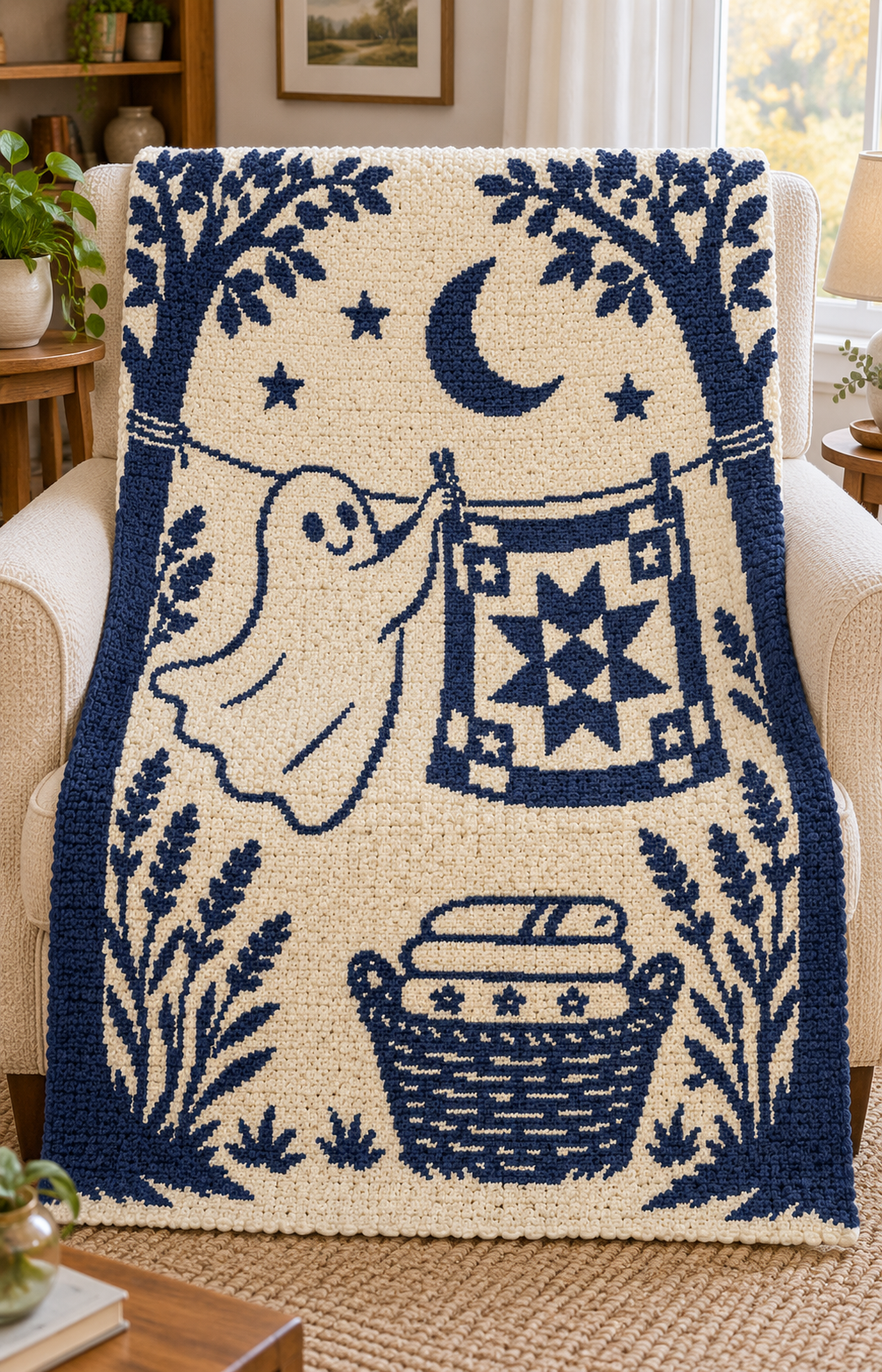 Ghost Quilt C2C Crochet Mosaic Pattern-Digital Download