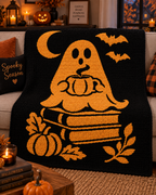 Ghost Pumpkin Halloween C2C Crochet Mosaic Pattern-Digital Download