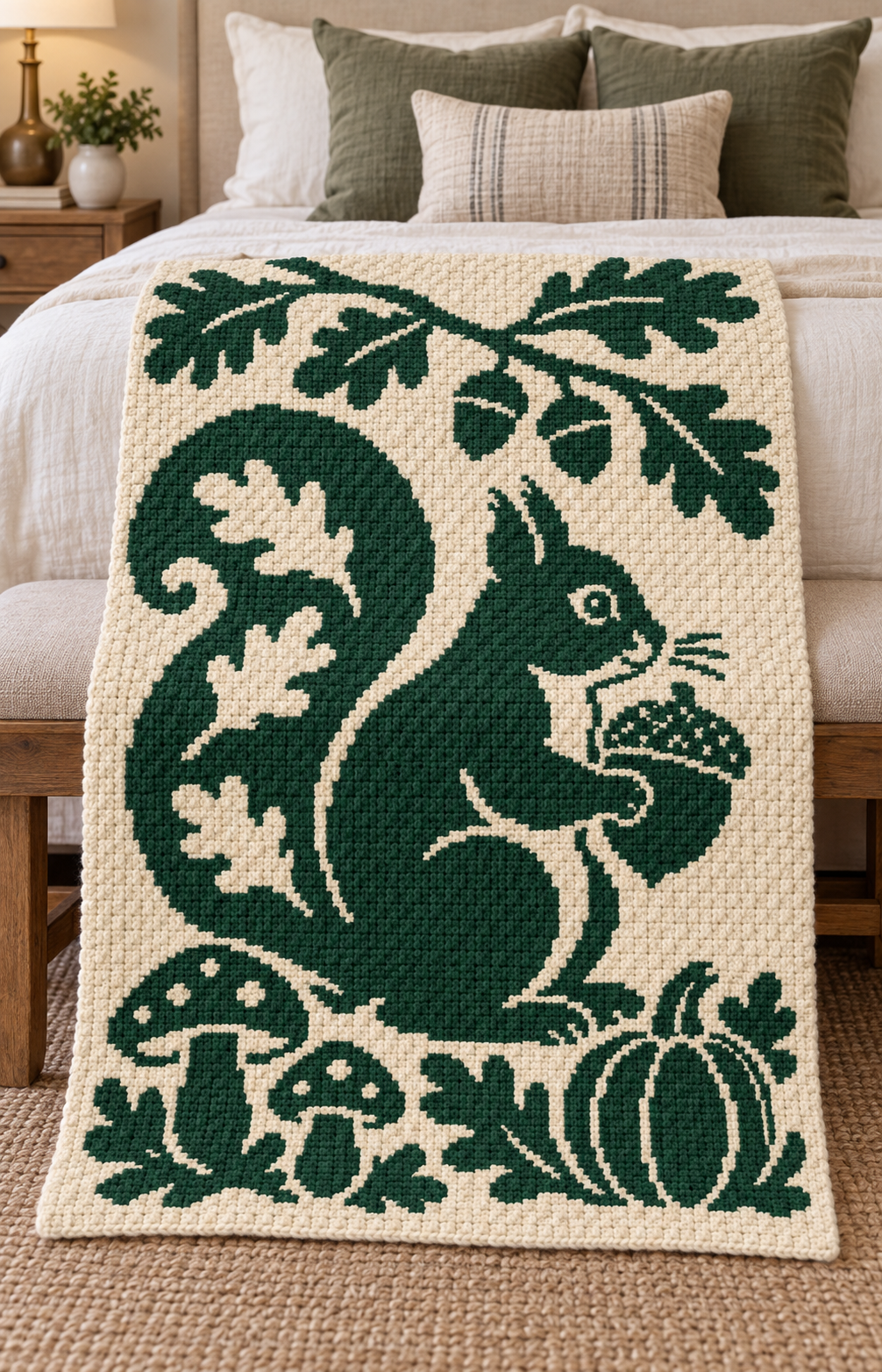 Squirrel Acorn C2C Crochet Mosaic Pattern-Digital Download