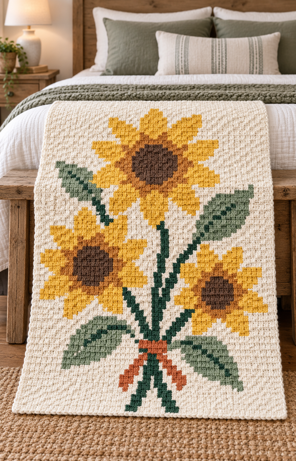 Sunflower C2C Crochet Blanket Pattern-Digital Download