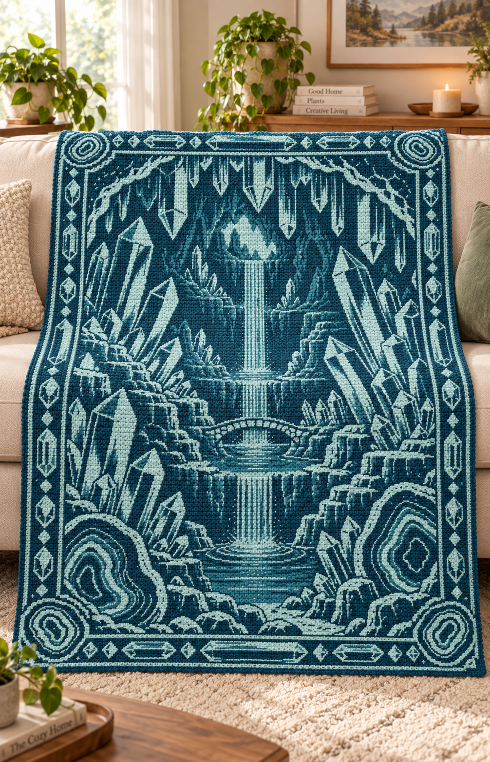 Crystal Waterfall C2C Crochet Mosaic Pattern-Digital Download