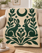 Twin Rabbits Moon C2C Crochet Mosaic Pattern-Digital Download