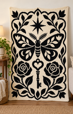 Moth Rose Heart Key C2C Crochet Mosaic Pattern-Digital Download