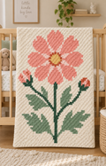 Coral Wildflower C2C Crochet Blanket Pattern PDF-Digital Download