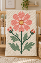 Coral Wildflower C2C Crochet Blanket Pattern PDF-Digital Download