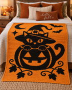Pumpkin Witch Cat C2C Crochet Pattern-Digital Download