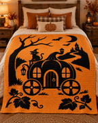 Halloween Carriage Cat C2C Crochet Mosaic Pattern-Digital Download