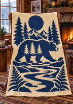 Bear Moon Mountains C2C Crochet Mosaic Pattern-Digital Download