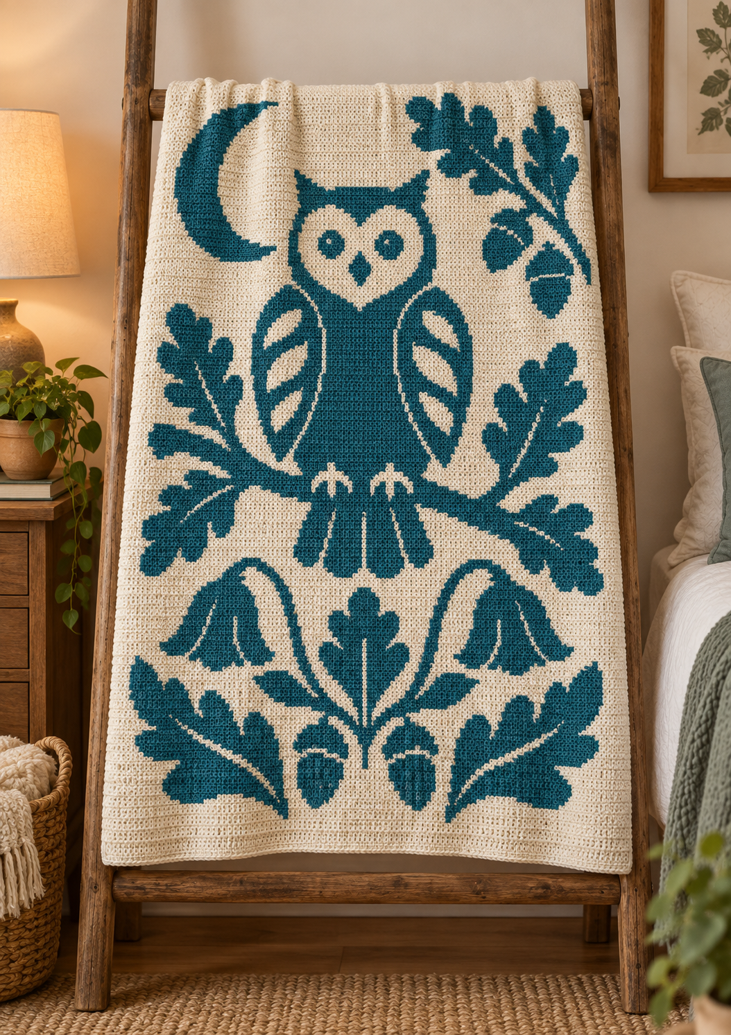 Product Title Owl Oak Acorns C2C Crochet Mosaic Pattern-Digital Download