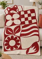 Sleepy Fox Patchwork C2C Crochet Mosaic Pattern-Digital Download
