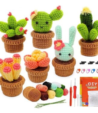 DIY Cactus Potted Plant Crochet Yarn Material Set Handmade Knitting