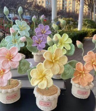 1PCS Handmade Crochet Flower Pot Decorative Plants